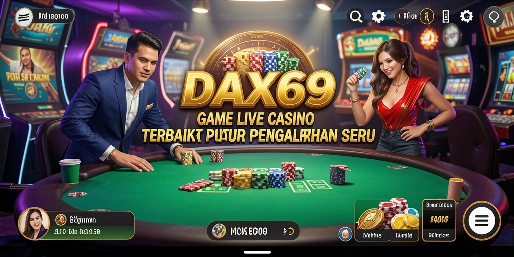 Screenshot DAX69 menampilkan dealer langsung dalam aksi permainan Live Casino.