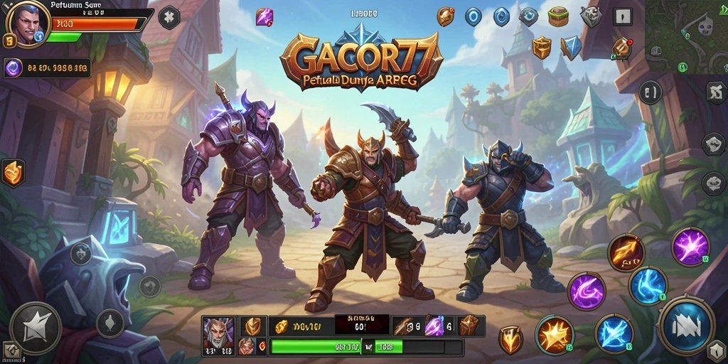 Tampilan gameplay GACOR77 dengan karakter dalam aksi ARPG.