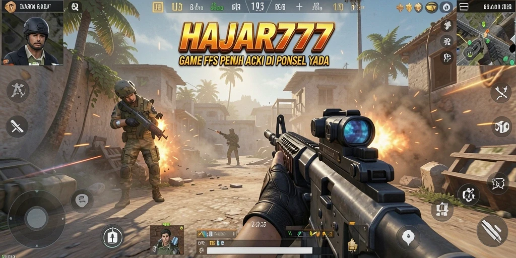 Tangkapan layar gameplay menarik dari HAJAR777 yang menunjukkan aksi FPS.