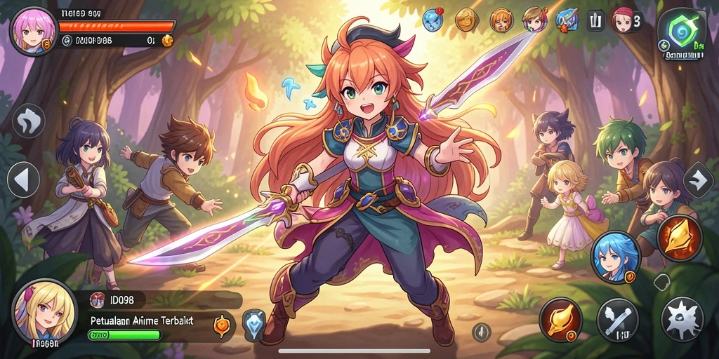 Tampilan gameplay yang memukau dan penuh aksi dalam dunia Anime.