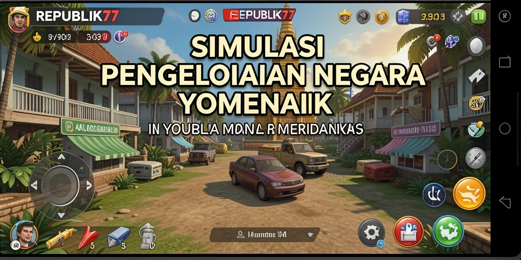 Tampilan gameplay REPUBLIK77 dengan pengelolaan negara yang seru.